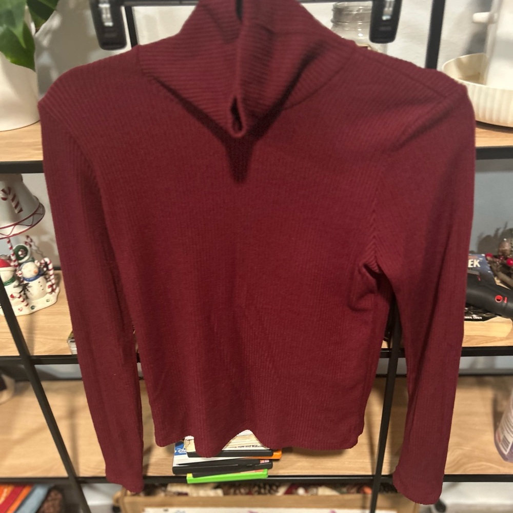 Sky and Sparrow Maroon Cowl Neck Sweater